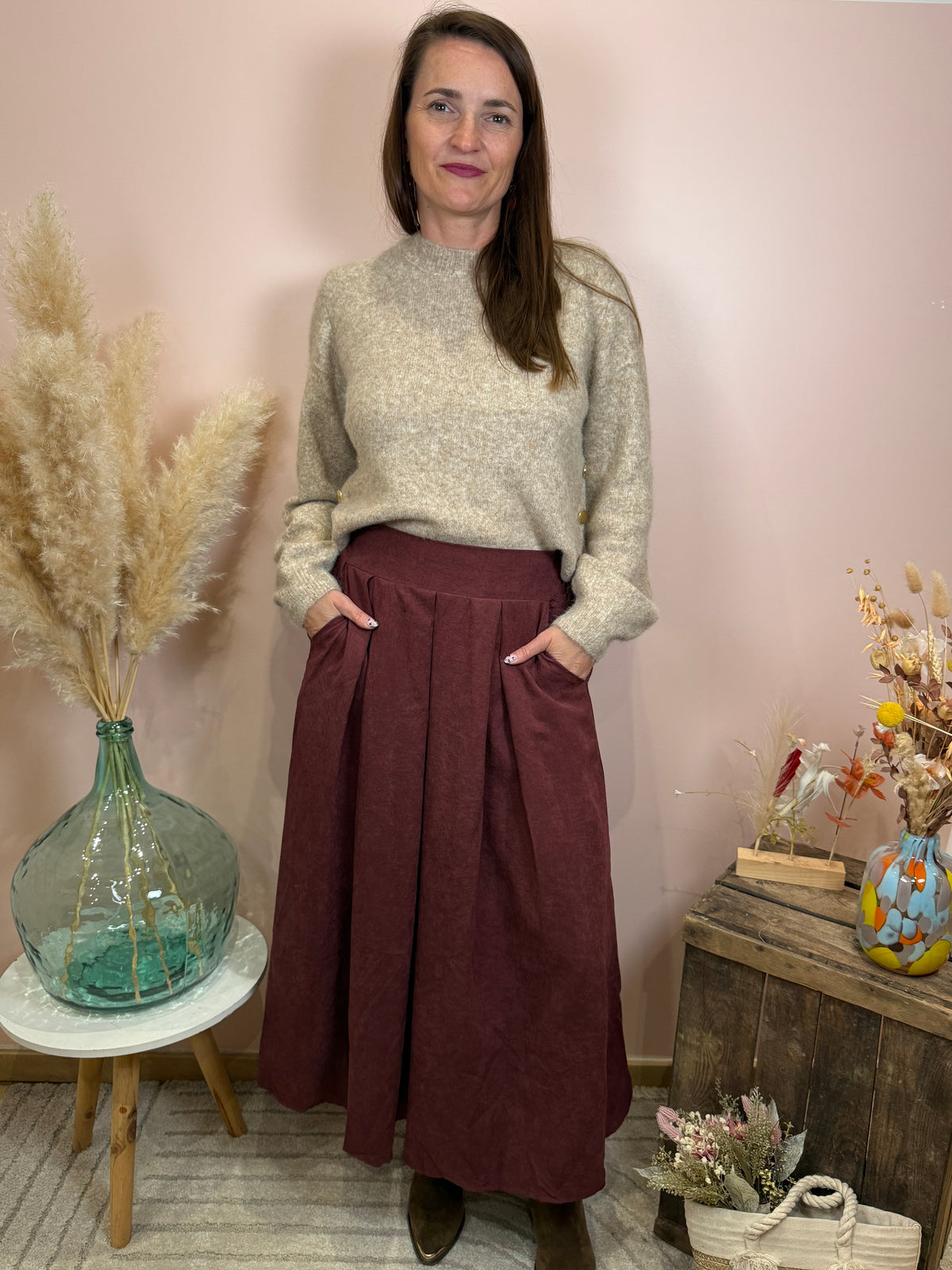Pull uni bordeaux ou beige