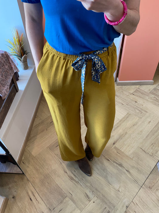 Pantalon fluide moutarde