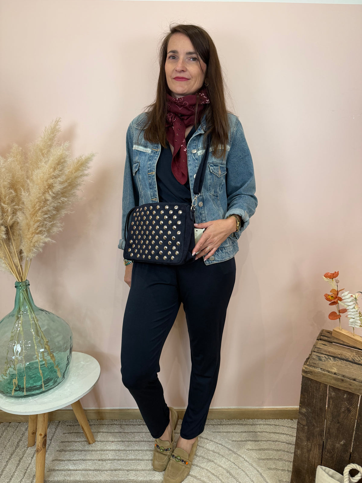 Sac bandoulière marine ou Camel