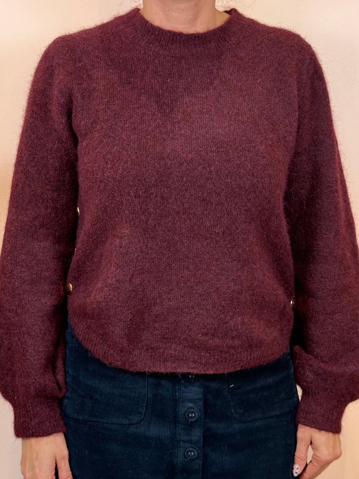 Pull uni bordeaux ou beige
