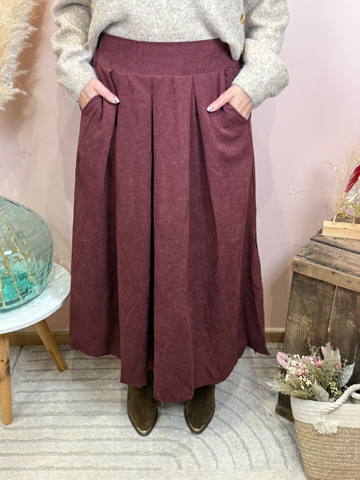 Jupe longue marron ou bordeaux