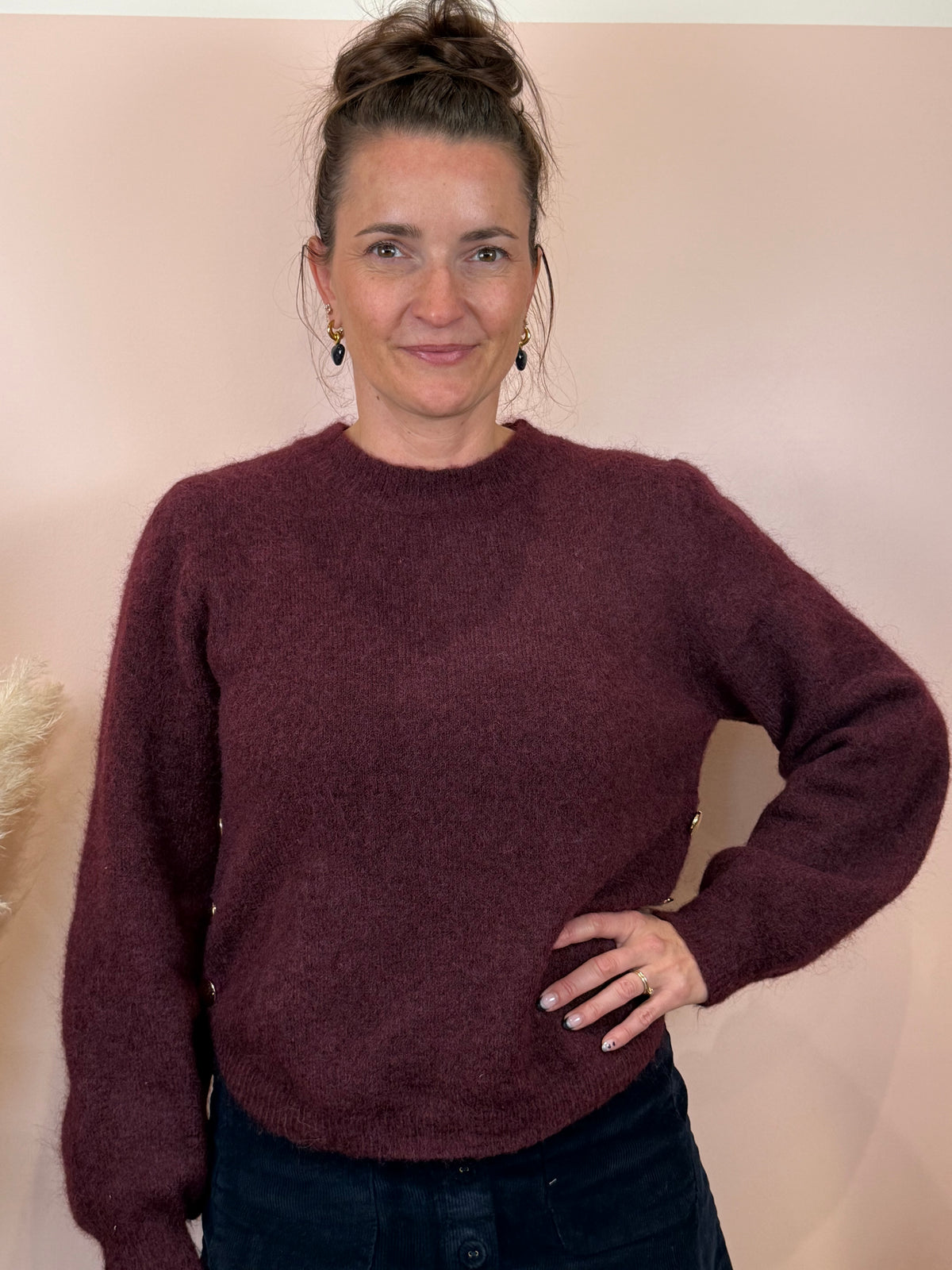 Pull uni bordeaux ou beige