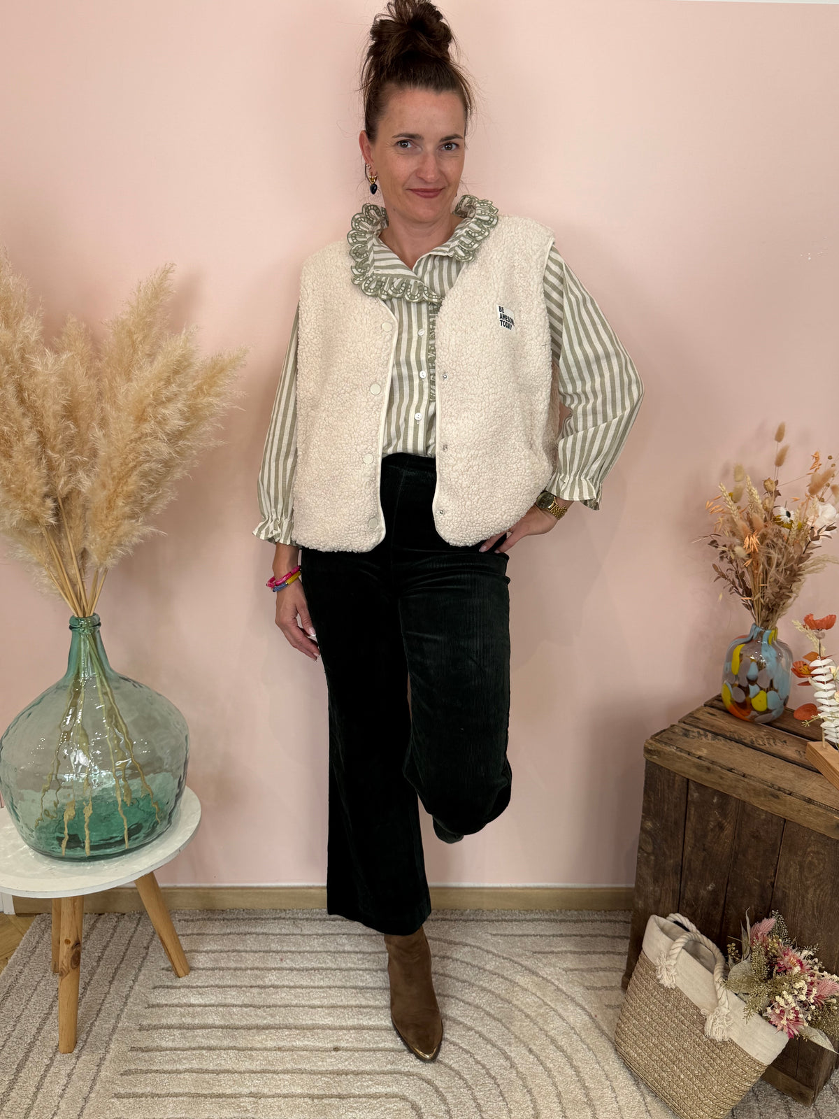 Gilet sans manches crème