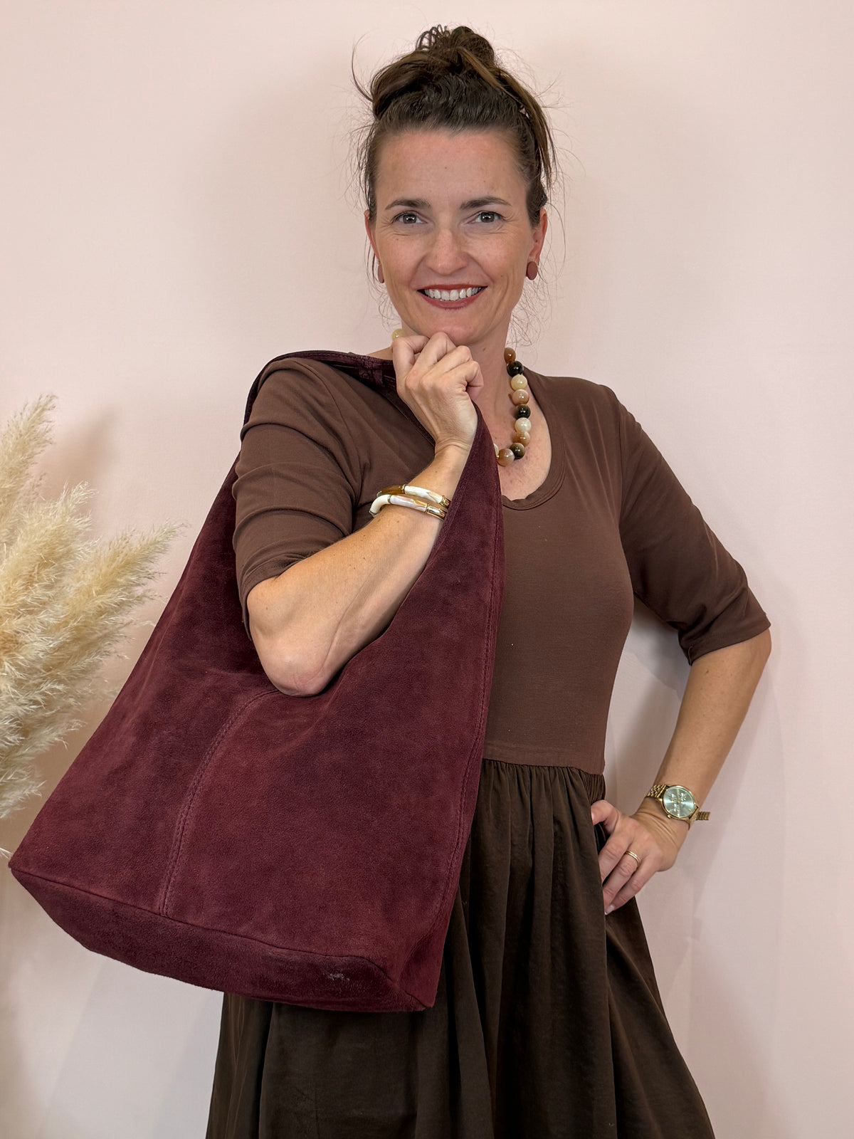 Sac en cuir bordeaux