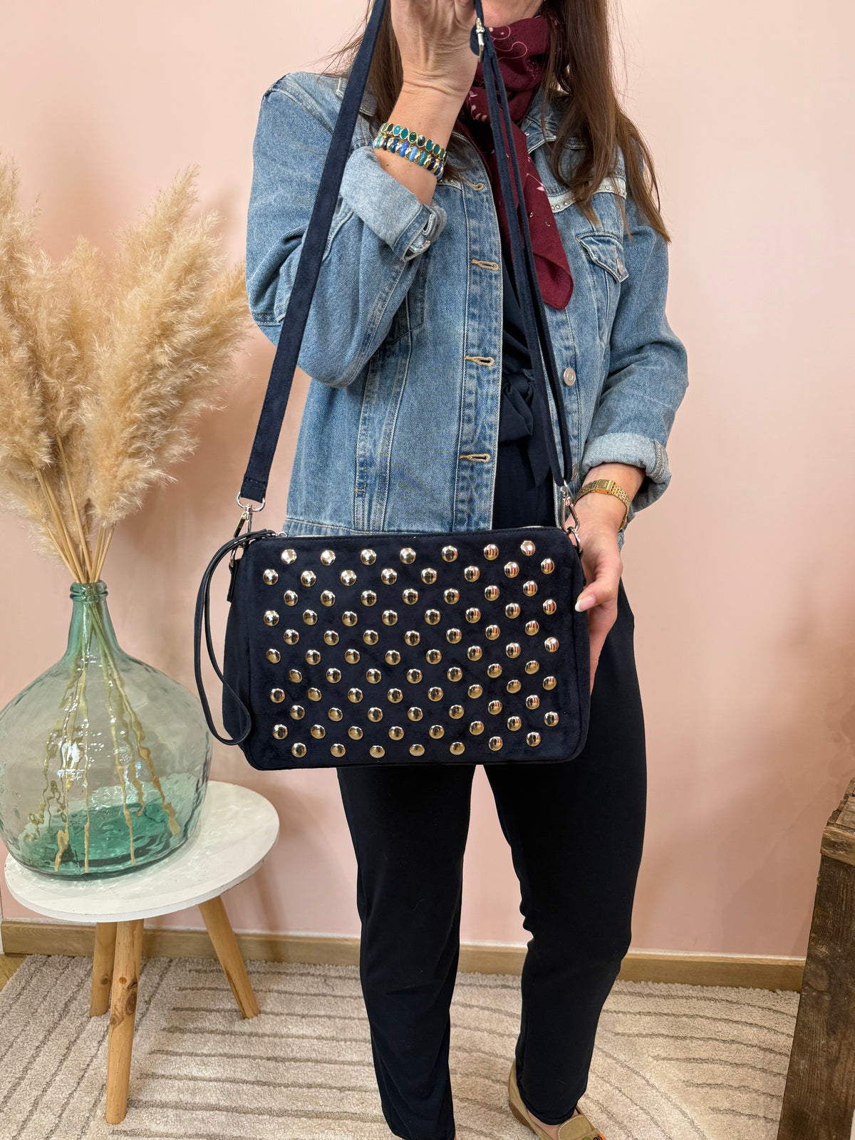 Sac bandoulière marine ou Camel