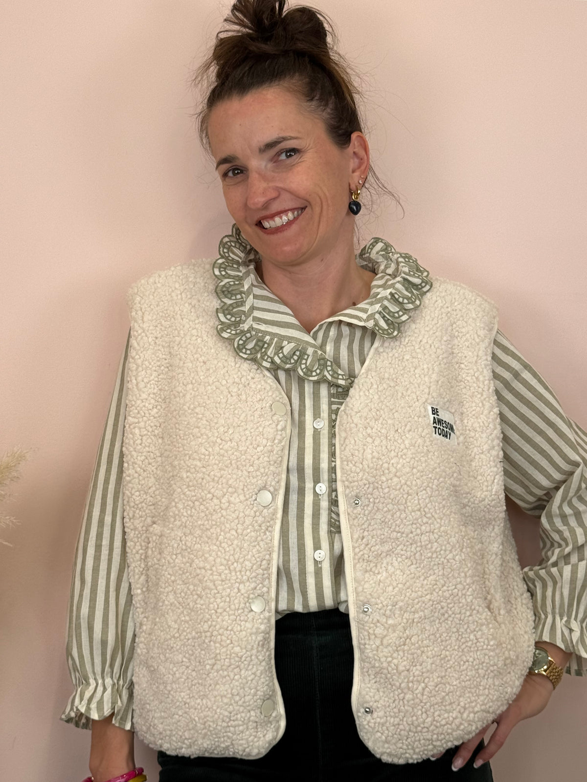 Gilet sans manches crème