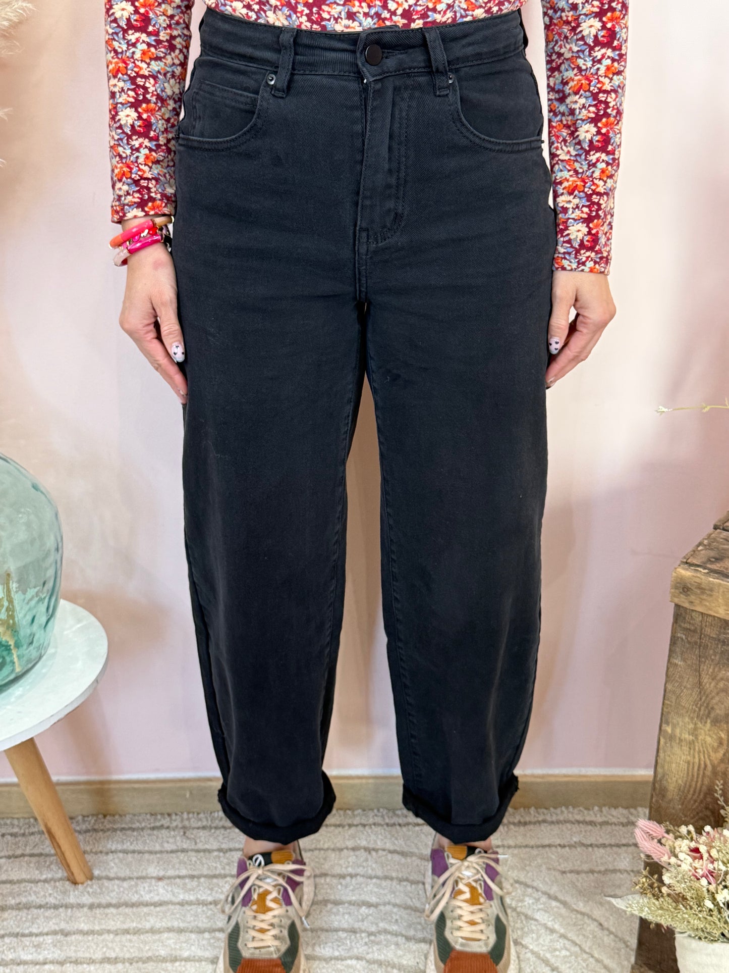 Jeans barrel noir