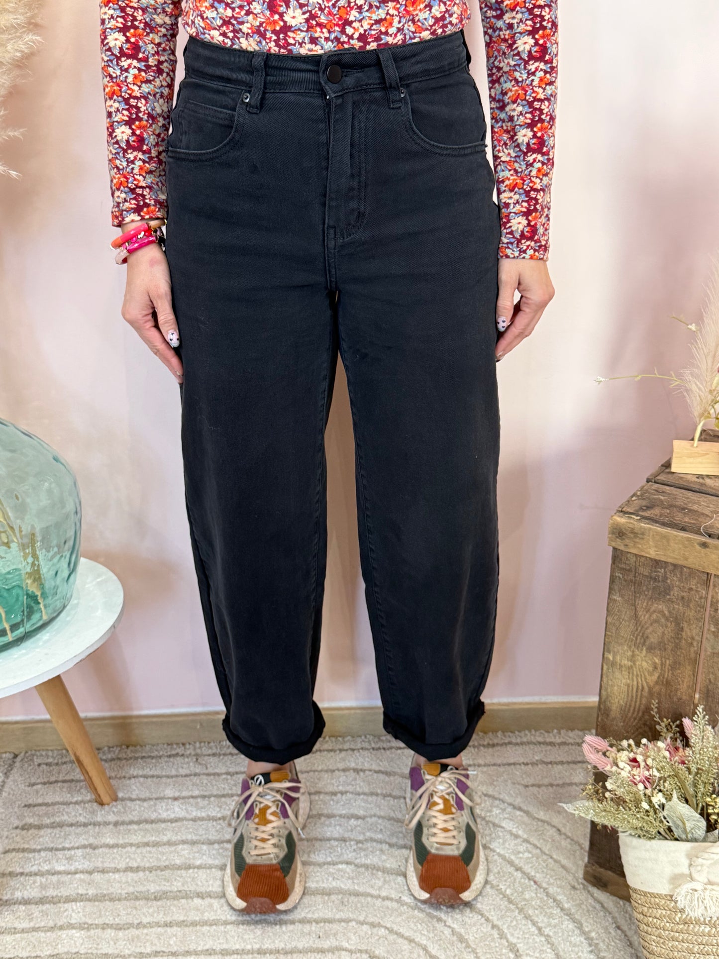 Jeans barrel noir