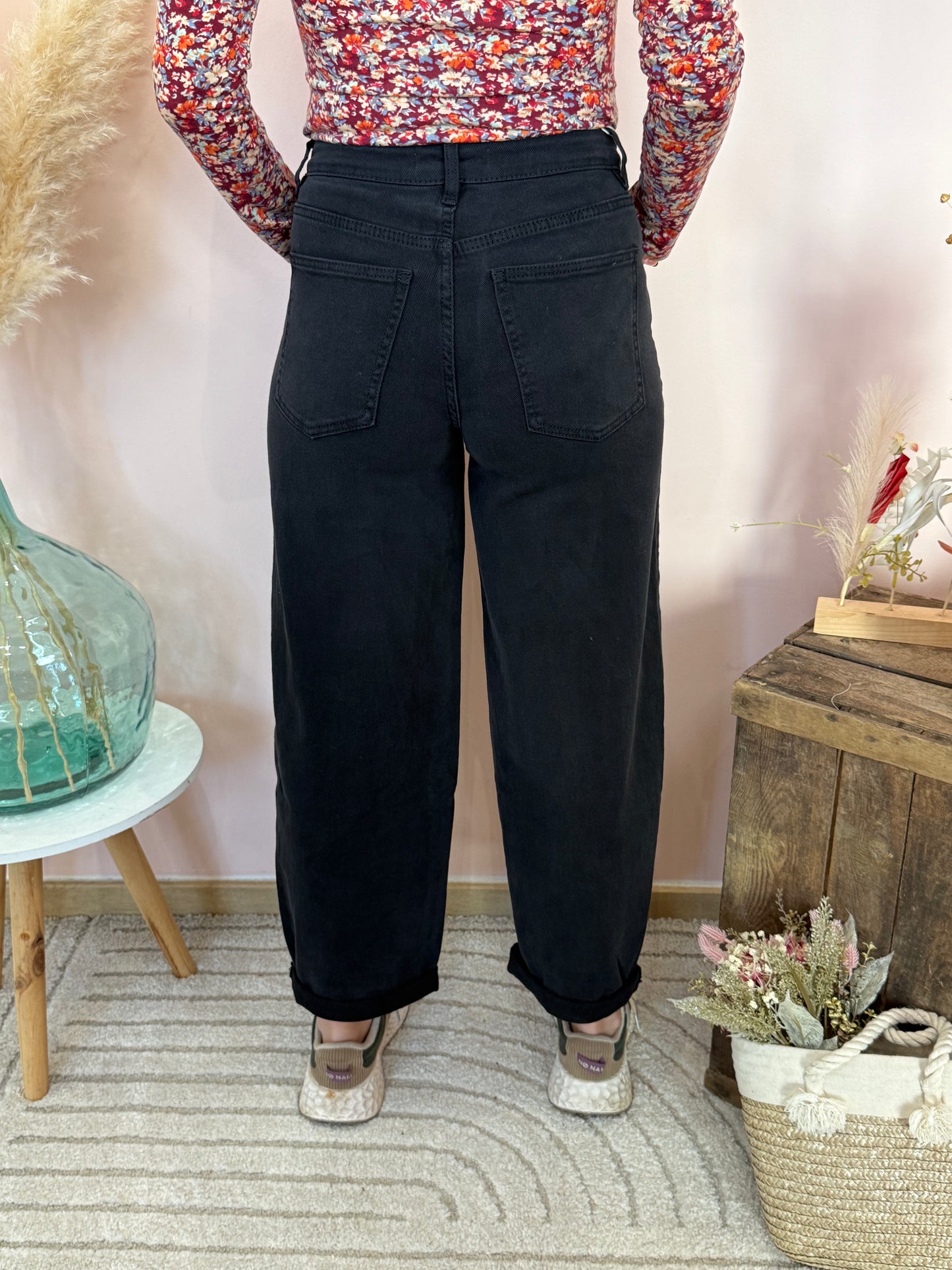 Jeans barrel noir