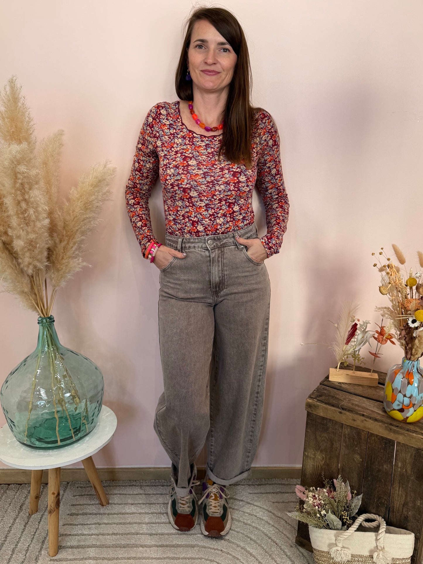 Jeans barrel taupe