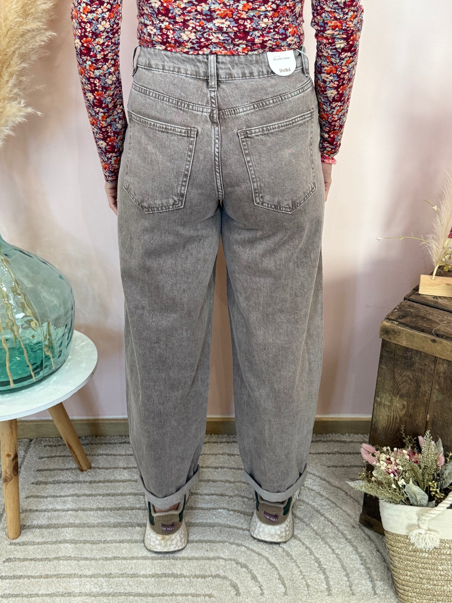 Jeans barrel taupe