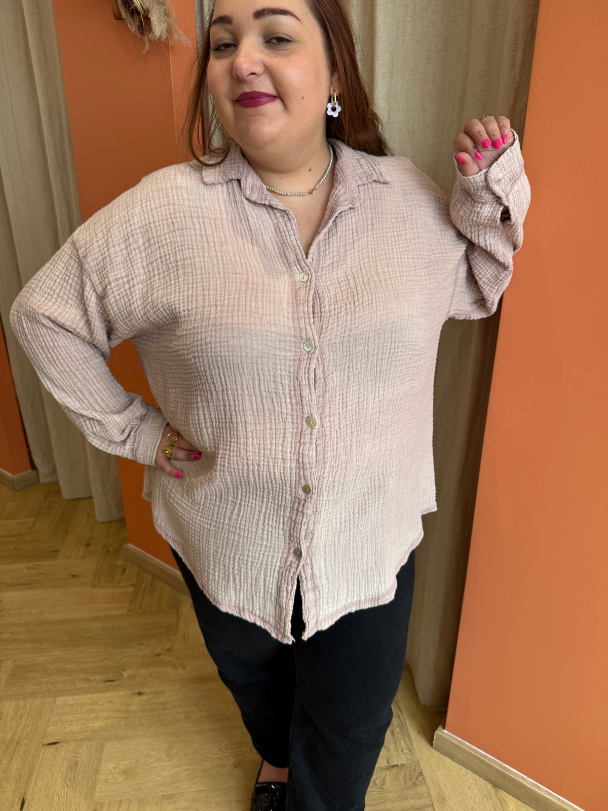 Chemise gaze de coton rose