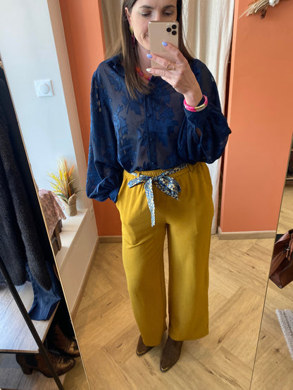 Pantalon fluide moutarde