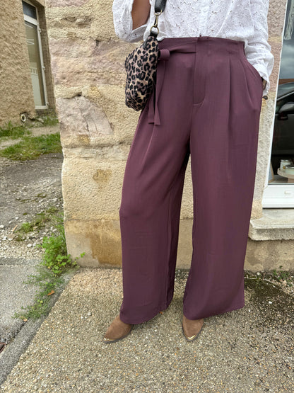 Pantalon large costume bordeaux