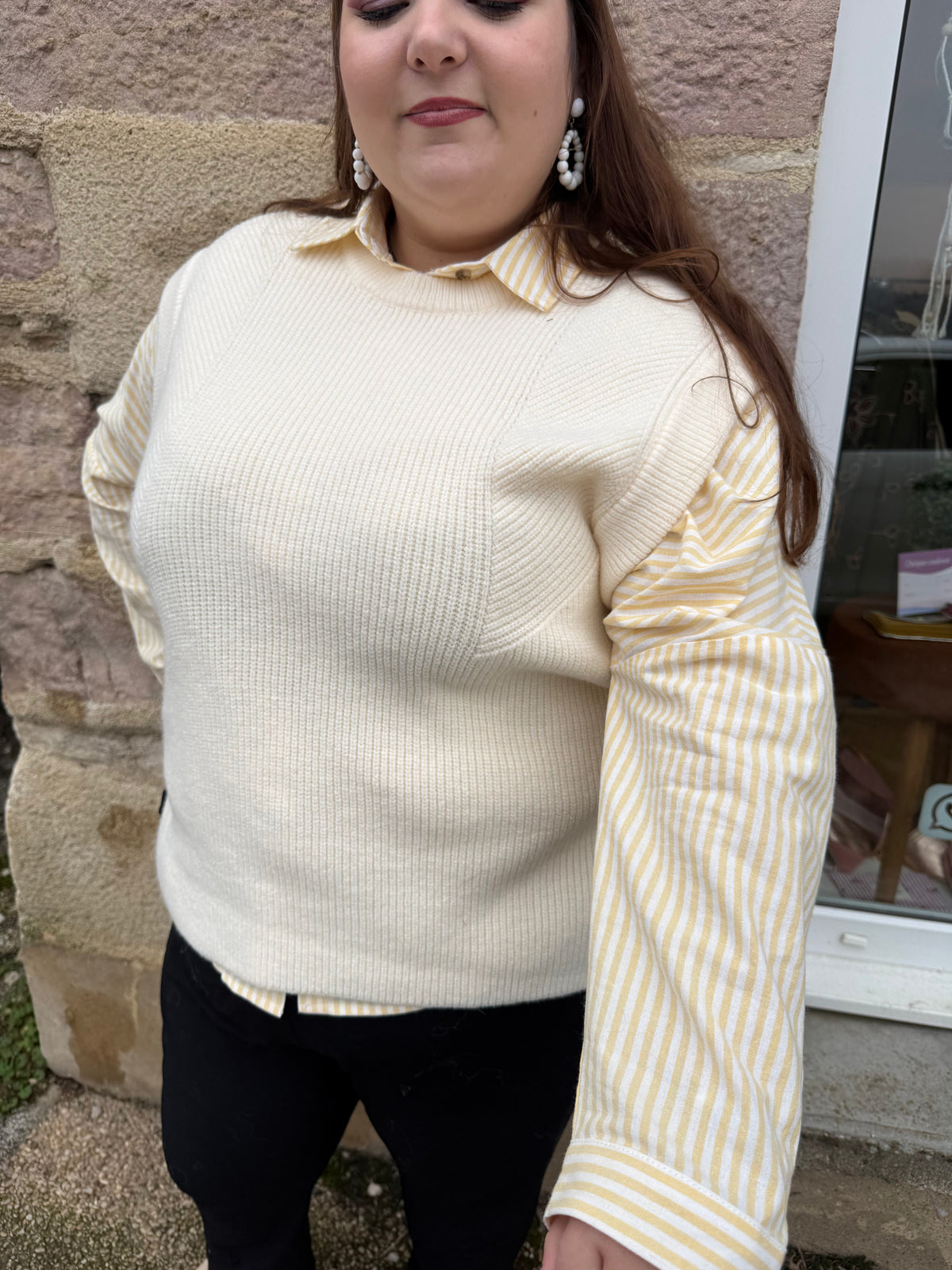 Pull sans manche crème