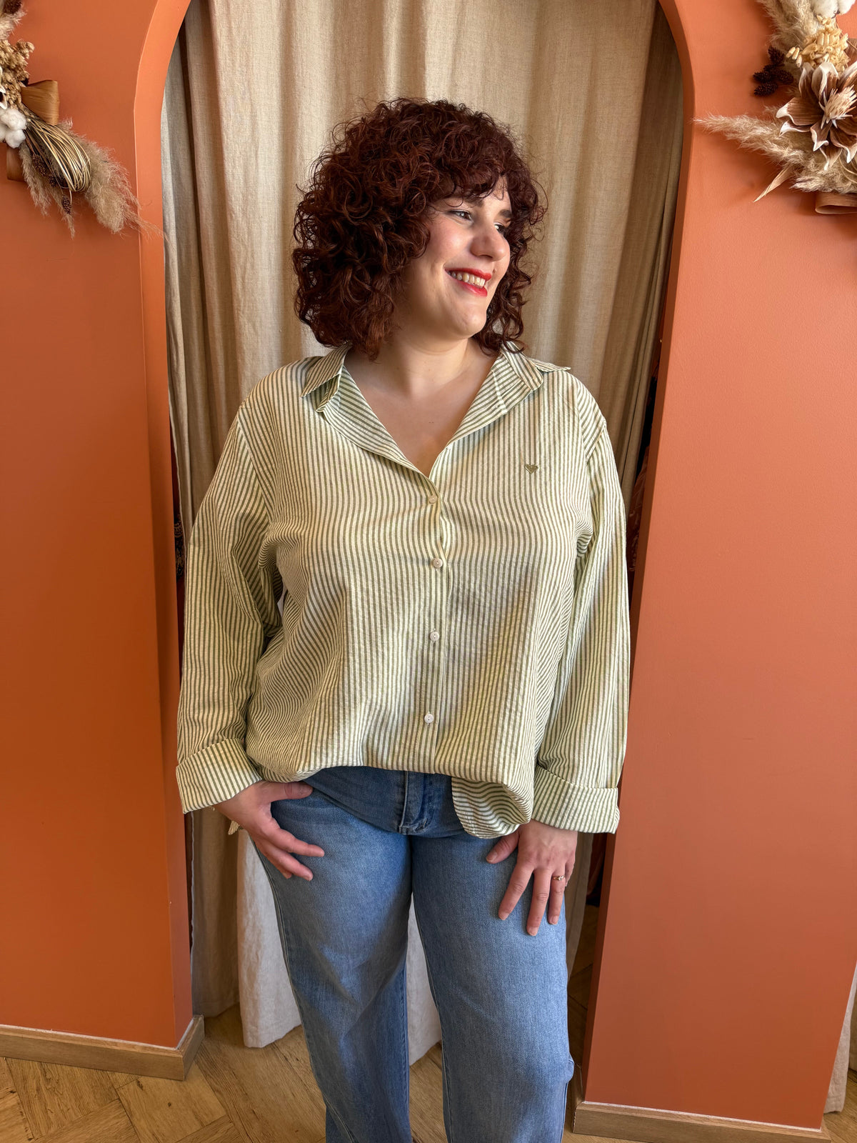 Chemise cœur matcha
