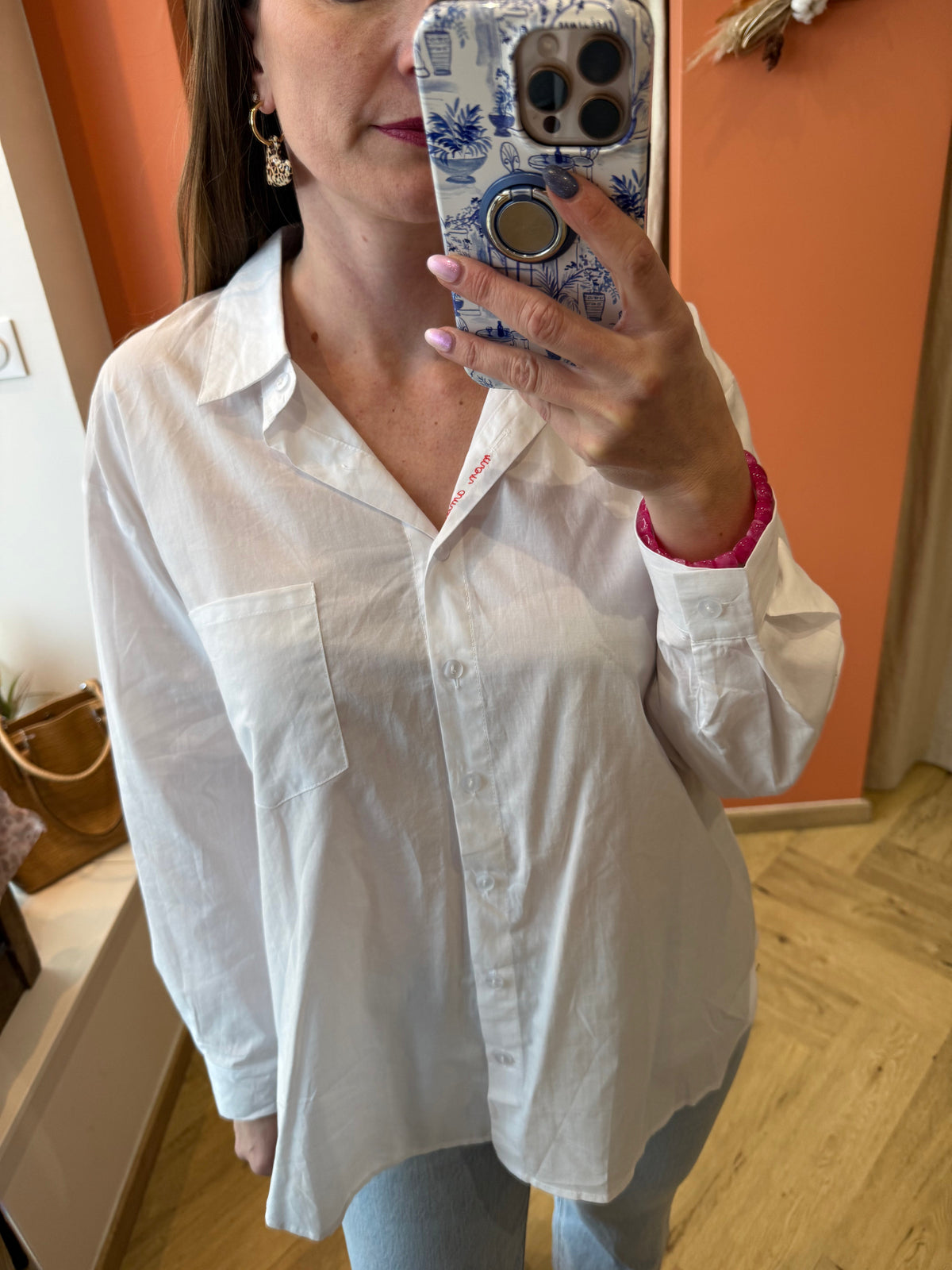 Chemise blanche brodée amour