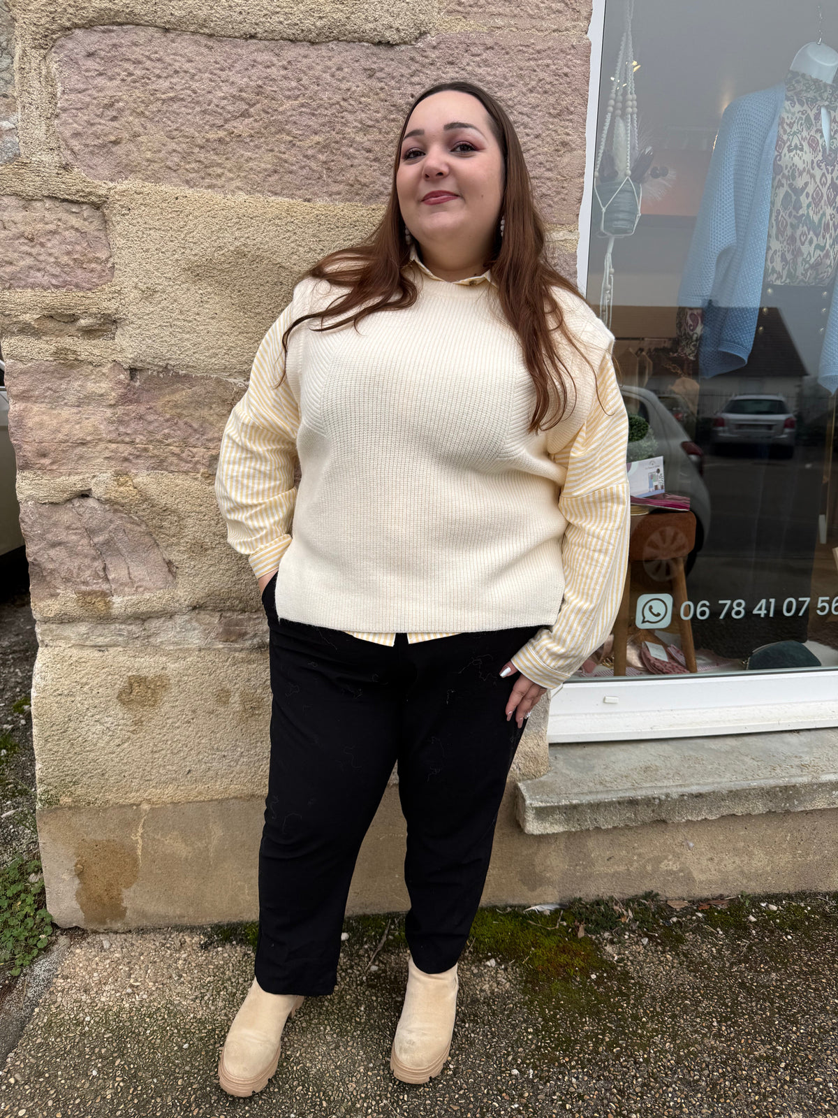 Pull sans manche crème