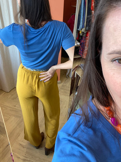 Pantalon fluide moutarde