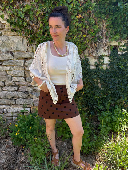 Jupe à pois marron