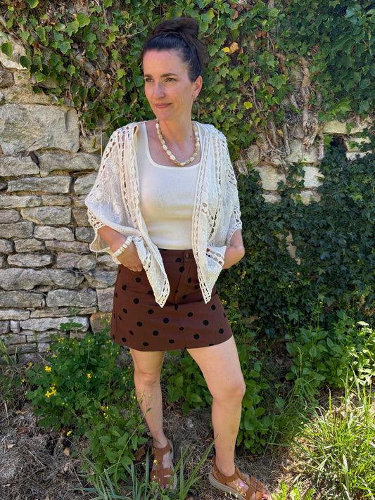Jupe à pois marron
