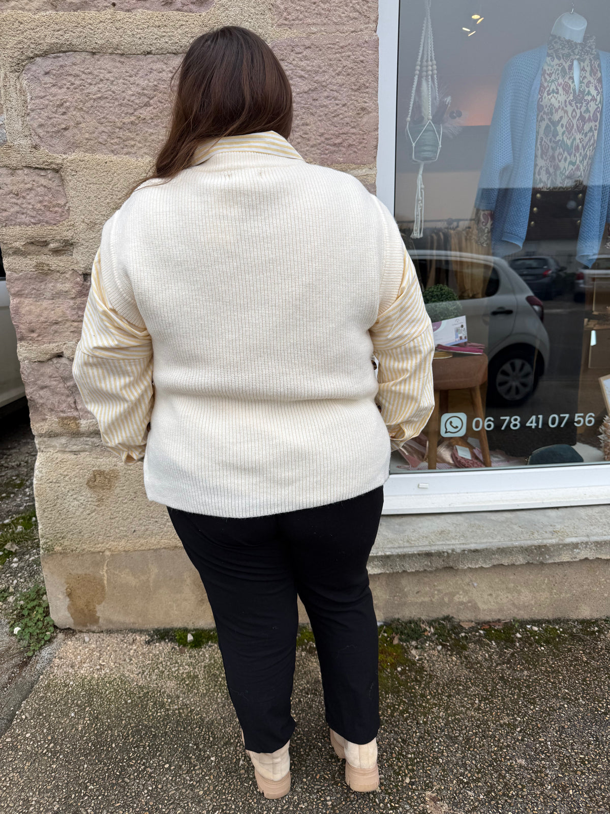Pull sans manche crème