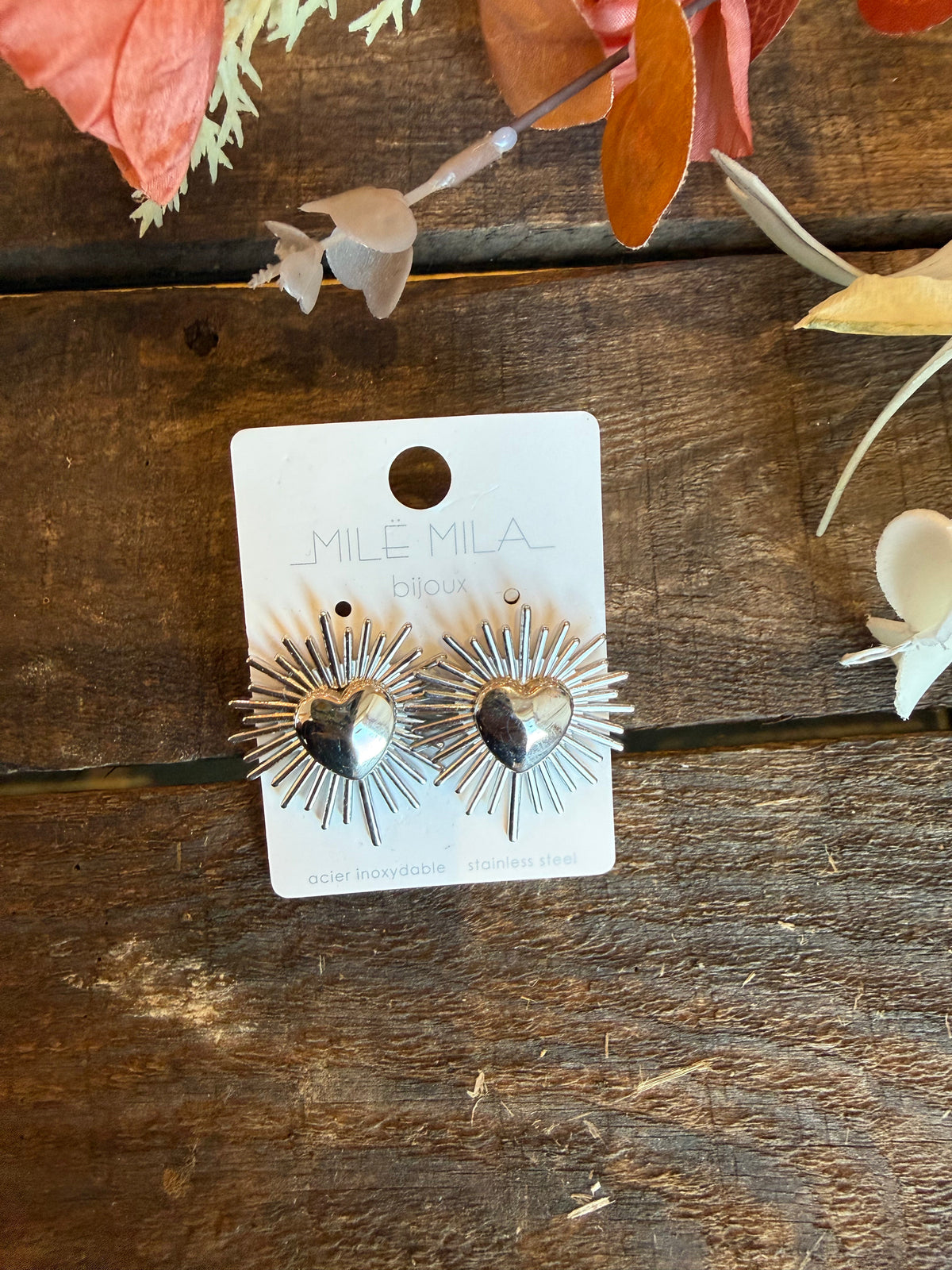 Boucles d’oreilles cœur argenté