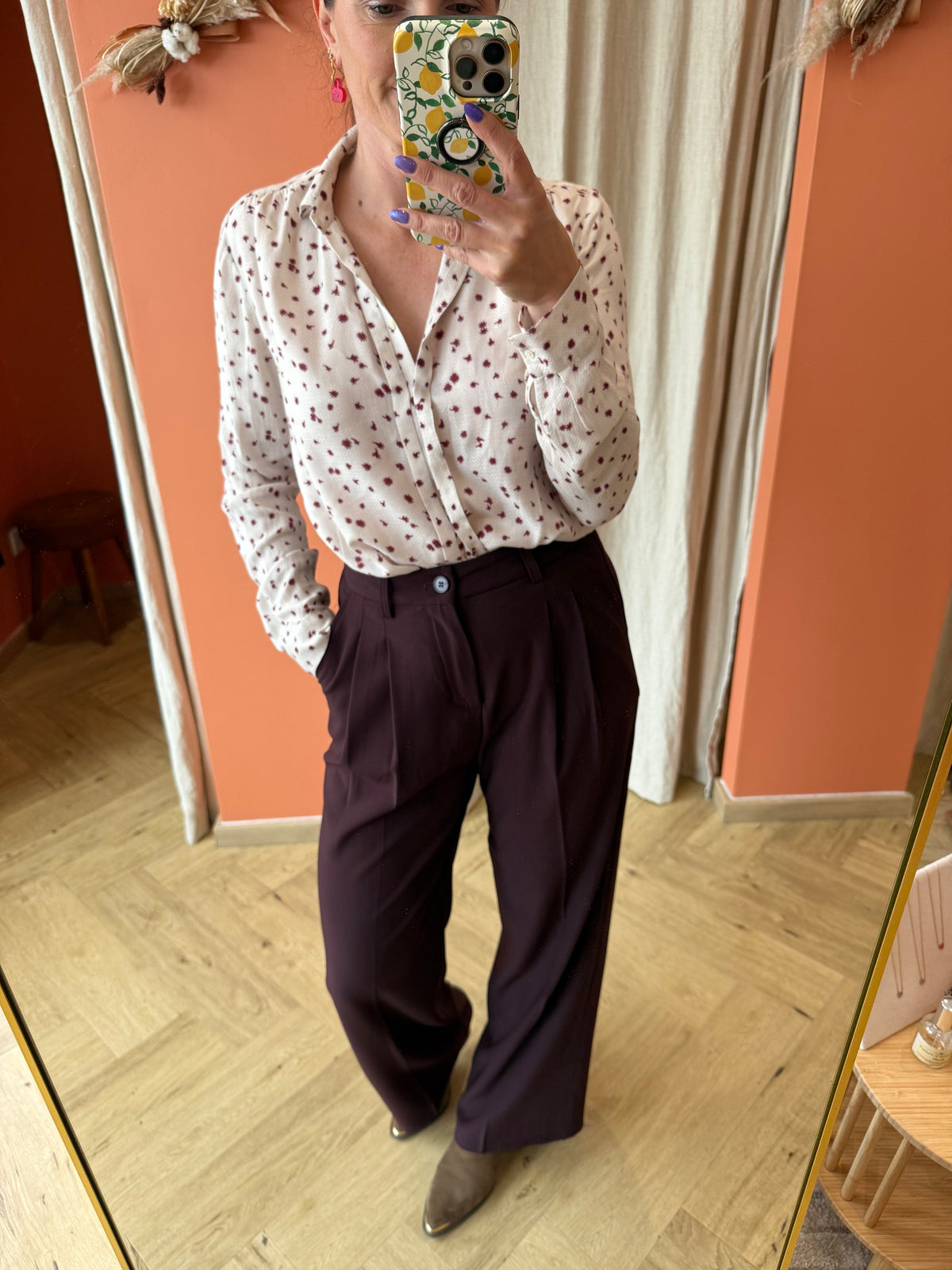 Pantalon costume bordeaux
