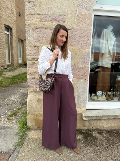 Pantalon large costume bordeaux