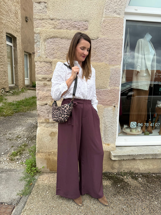 Pantalon large costume bordeaux