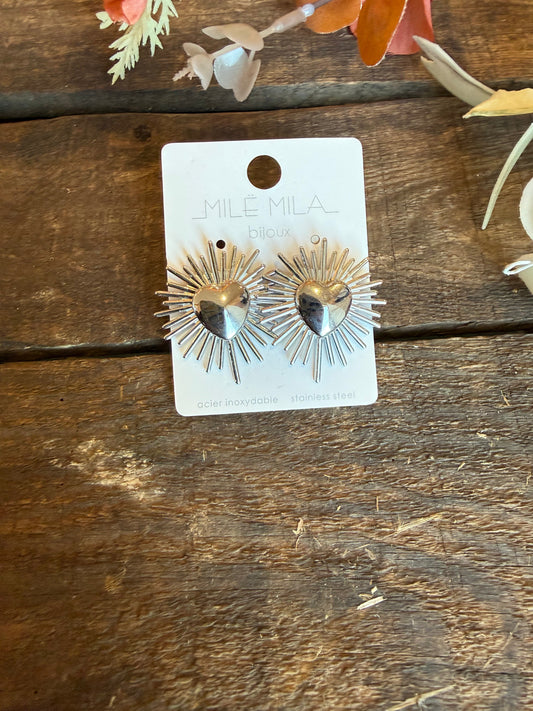 Boucles d’oreilles cœur argenté