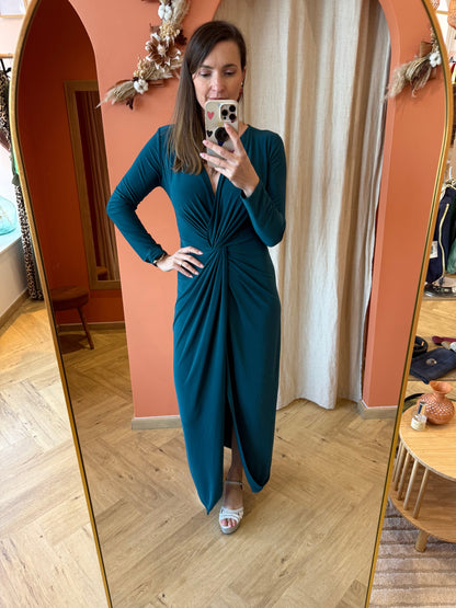 Robe Cérémonie manches longues Bleu pétrole