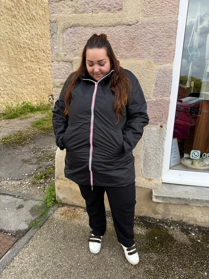 Parka noire fourrée