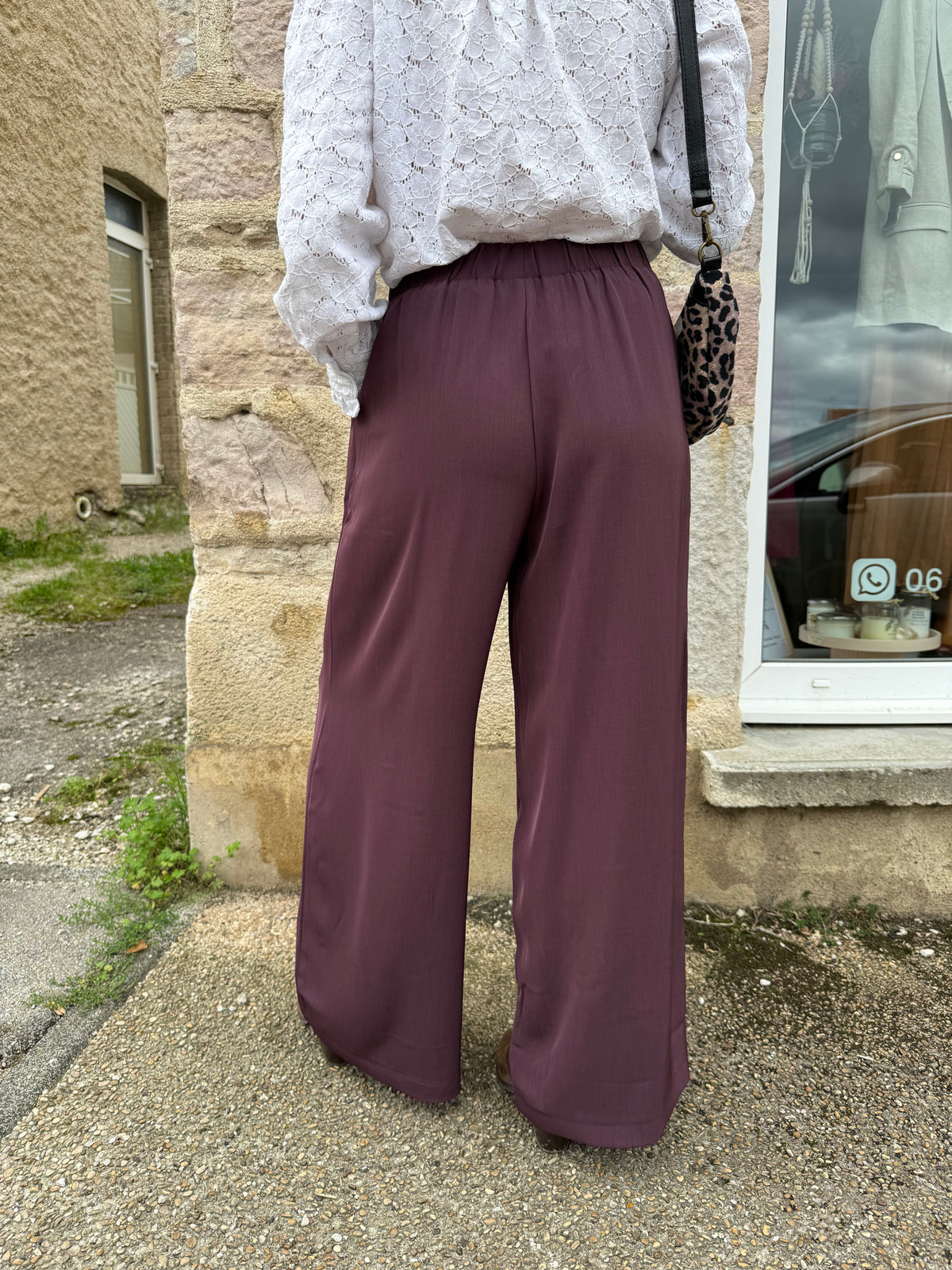 Pantalon large costume bordeaux