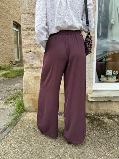 Pantalon large costume bordeaux