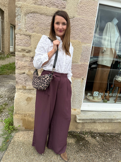 Pantalon large costume bordeaux