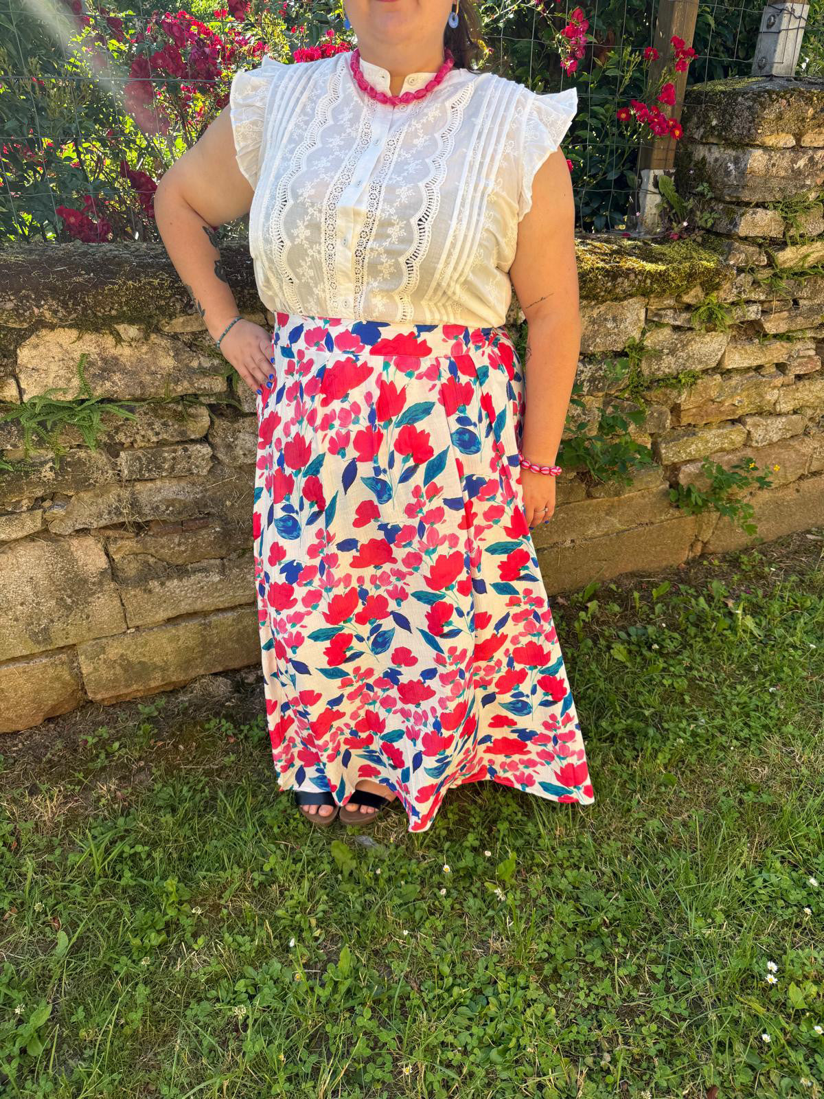 Jupe fleuri grande taille