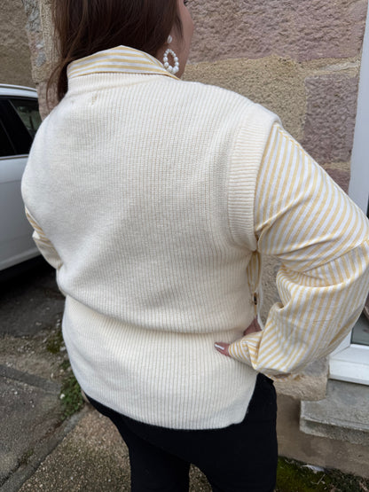 Pull sans manche crème