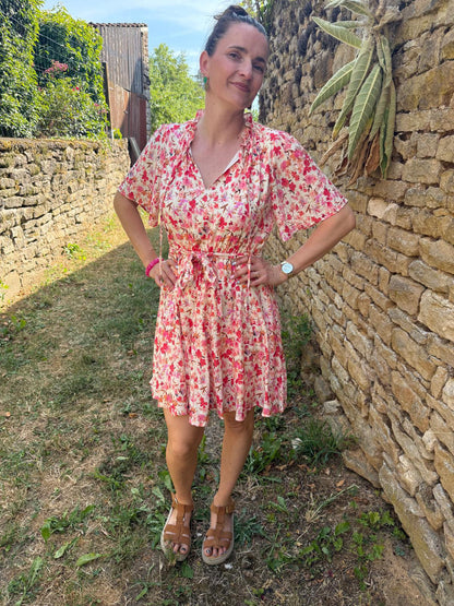 Robe fleurie, rose