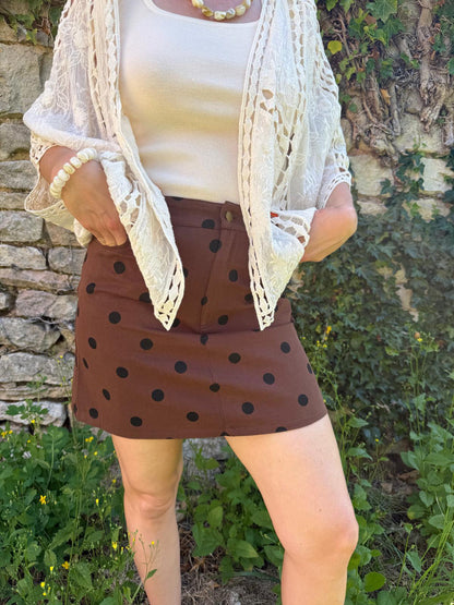 Jupe à pois marron