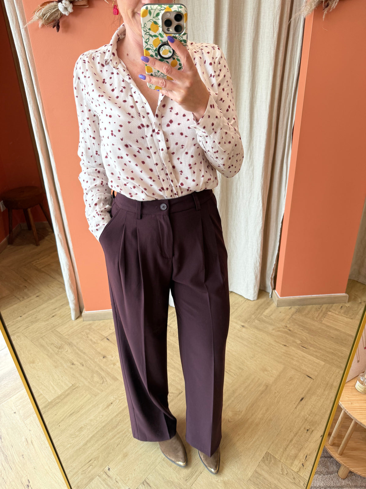 Pantalon costume bordeaux