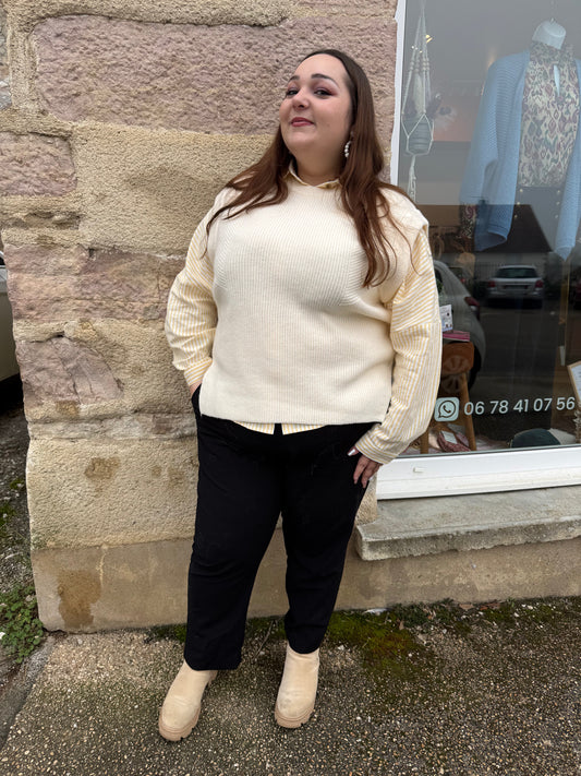 Pull sans manche crème