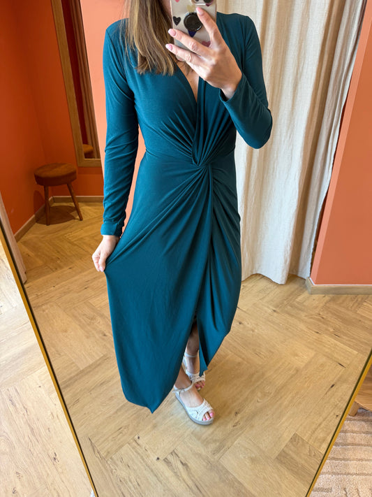 Robe Cérémonie manches longues Bleu pétrole