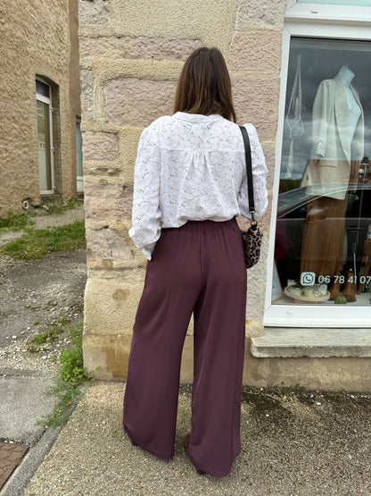 Pantalon large costume bordeaux