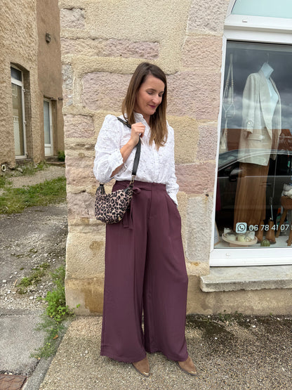 Pantalon large costume bordeaux