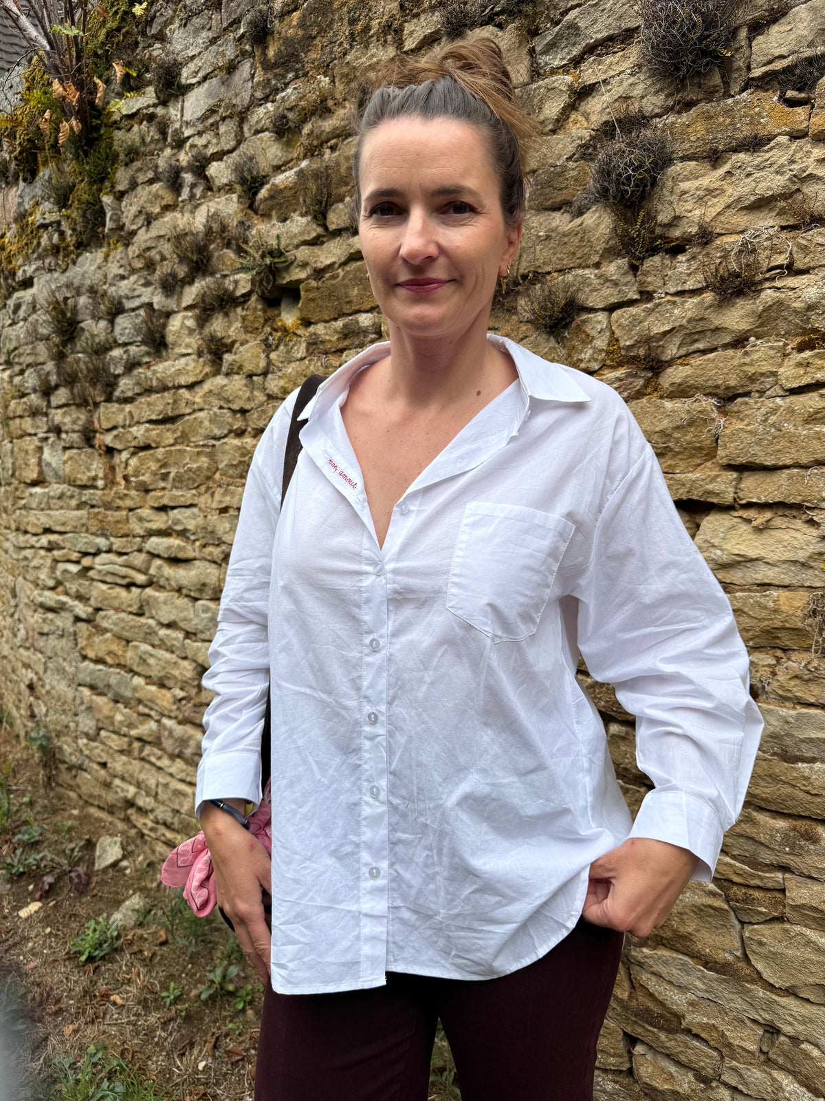 Chemise blanche brodée amour