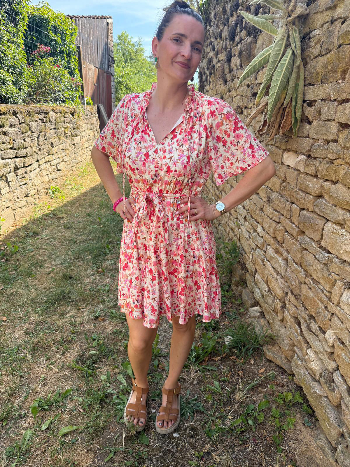 Robe fleurie, rose