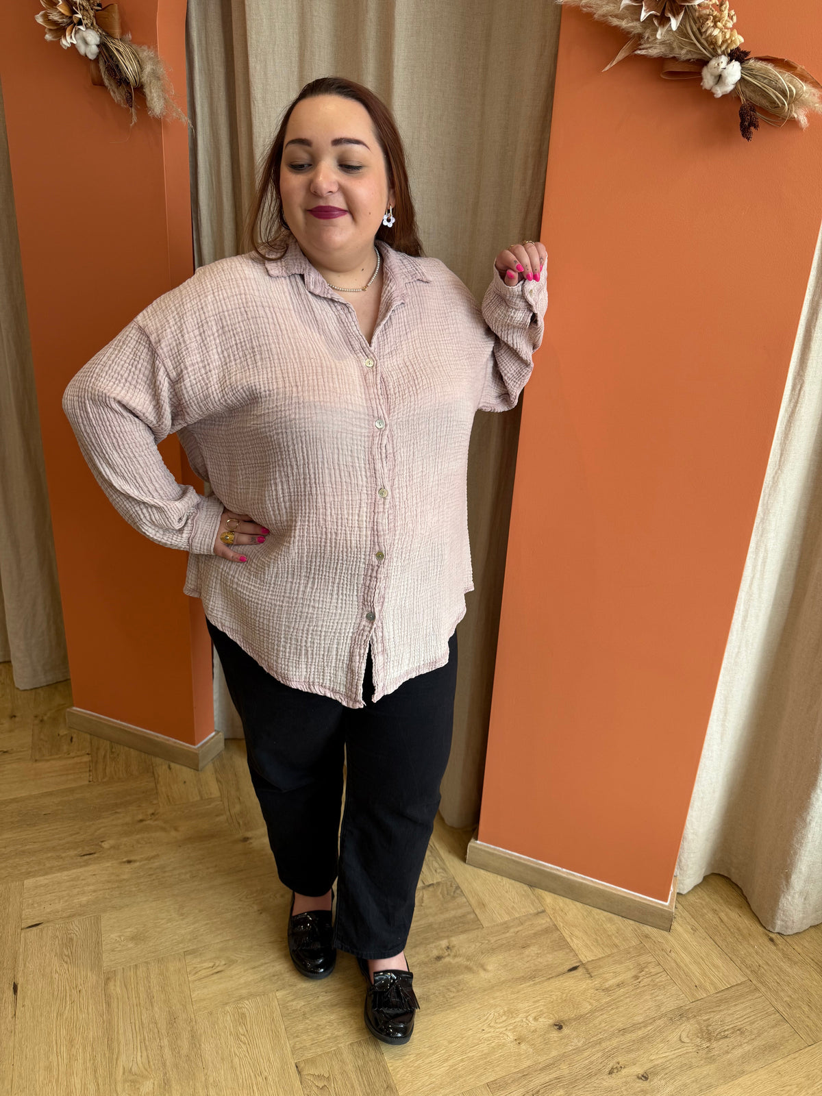 Chemise gaze de coton rose
