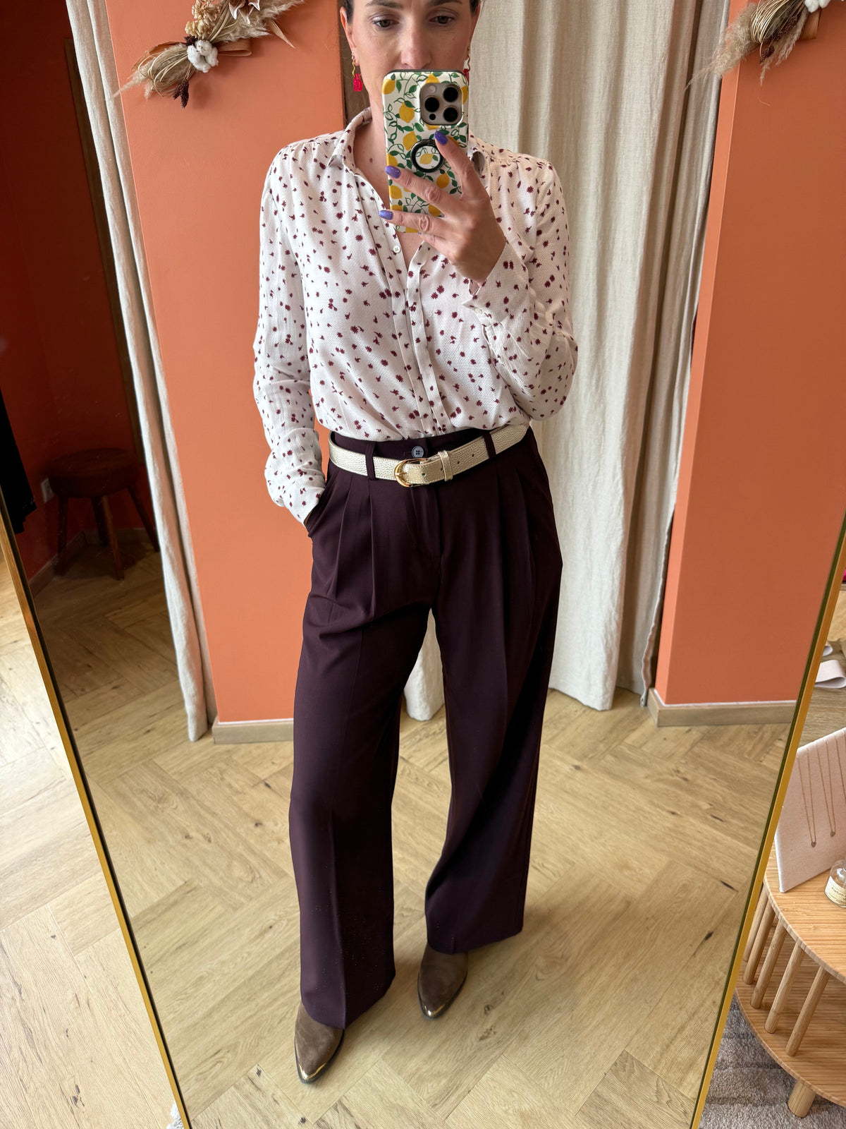 Pantalon costume bordeaux
