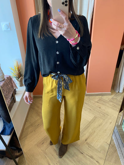 Pantalon fluide moutarde